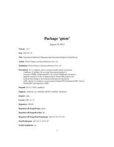 Package ‘gmm’ August 29, 2013 Version 1.4-5