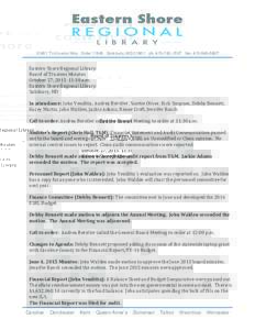 31901 Tri-County Way Suite 116-B Salisbury, MDph: fax: Eastern	Shore	Regional	Library	 Board	of	Trustees	Minutes