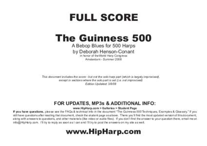 FULL SCORE The Guinness 500 A Bebop Blues for 500 Harps by Deborah Henson-Conant in honor of theWorld Harp Congress Amsterdam - Summer 2008
