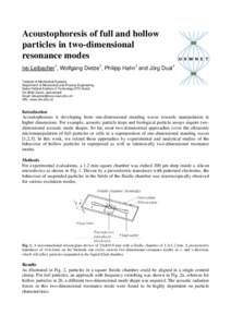 Acoustophoresis of full and hollow particles in two-dimensional resonance modes Ivo Leibacher1, Wolfgang Dietze1, Philipp Hahn1 and Jürg Dual1 1