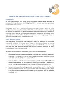 FCWT Integrity Project Release for Tax Agents 6 Sep 13