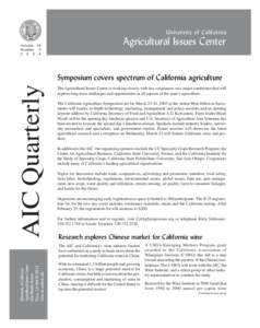 University of California Volume 18 NumberAgricultural Issues Center