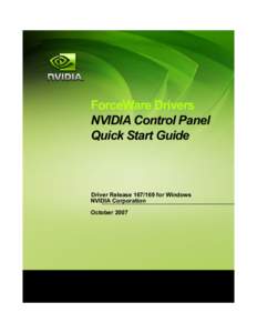 NVControlPanel_QSR167.book Page i Thursday, October 25, [removed]:12 AM  ForceWare Drivers NVIDIA Control Panel Quick Start Guide