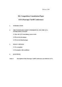 February[removed]DG Competition Consultation Paper IATA Passenger Tariff Conferences  1.