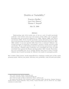 Doubts or Variability? Francisco Barillas ∗ Lars Peter Hansen† Thomas J. Sargent§‡ July 25, 2008