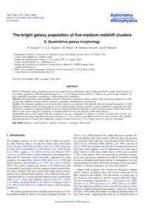 The bright galaxy population of five medium redshift clusters