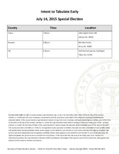 Intent to Tabulate Early July 14, 2015 Special Election County Fulton  Time