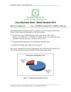 Cloud Business Email - Market QuadrantTHE RADICATI GROUP, I NC. A TECHNOLOGY MARKET RESEARCH FIRM  Cloud Business Email - Market Quadrant 2013