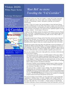 Vision 2020: White Paper Series ‘Rust Belt’ no more: Traveling the “I-Q Corridor”