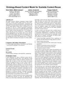 Ontology-Based Content Model for Scalable Content Reuse Saša Nešić, Mehdi Jazayeri Jelena Jovanović  Dragan Gašević