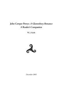 John Cowper Powys: A Glastonbury Romance A Reader’s Companion W. J. Keith