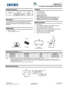 DMG3415U P-CHANNEL ENHANCEMENT MODE MOSFET Product Summary V(BR)DSS
