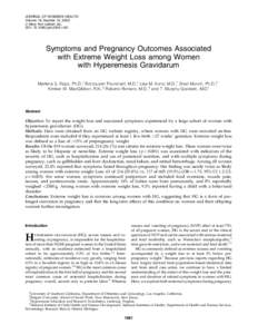 JOURNAL OF WOMEN’S HEALTH Volume 18, Number 12, 2009 ª Mary Ann Liebert, Inc. DOI: =jwhSymptoms and Pregnancy Outcomes Associated