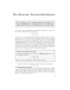 Statistics / Probability / Mathematical analysis / Covariance and correlation / Covariance / Correlation and dependence / Uncorrelated random variables / Variance / Normal distribution / Multivariate normal distribution / Conditioning / Conditional probability distribution