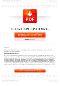 BOOKS ABOUT OBSERVATION REPORT ON CHILD PLAY  Cityhalllosangeles.com OBSERVATION REPORT ON C...