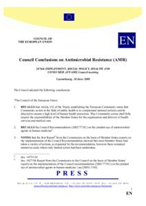 EN  COUNCIL OF THE EUROPEAN UNION  Council Conclusions on Antimicrobial Resistance (AMR)