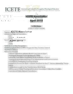 !  ICETE Newsletter April 2015 In this Issue: (Click to Jump to Article)