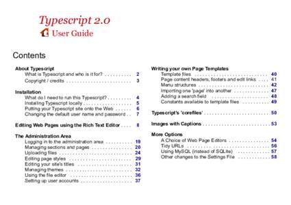Typescript 2.0 User Guide Contents About Typescript What is Typescript and who is it for? . . . . . . . . . . Copyright / credits . . . . . . . . . . . . . . . . . . . . . . . .