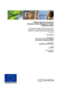 Baseline Study for the Pacific Hazardous Waste Management Project - Healthcare Waste