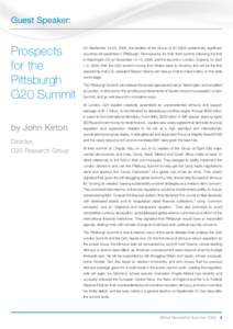 Guest Speaker:  Prospects for the Pittsburgh G20 Summit