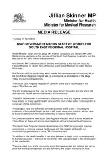 Jillian Skinner MP Minister for Health Minister for Medical Research MEDIA RELEASE Thursday 11 April 2013