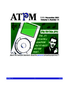 Cover  ATPM[removed]November 2001 Volume 7, Number 11
