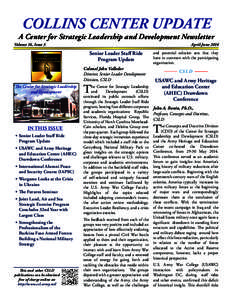 COLLINS CENTER UPDATE  A Center for Strategic Leadership and Development Newsletter April-June[removed]Volume 16, Issue 3