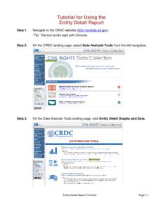 Tutorial for Using the Entity Detail Report Step 1. Navigate to the CRDC website (http://ocrdata.ed.gov). *Tip: The tool works best with Chrome.