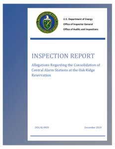 Allegations Regarding the Consolidation of Central Alarm Stations at the Oak Ridge Reservation