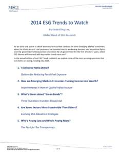 2014 ESG Trends to Watch DecemberESG Trends to Watch By Linda-Eling Lee, Global Head of ESG Research