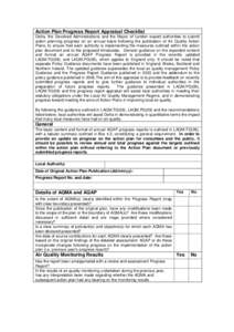 Action Plan Progress Report Appraisal Checklist