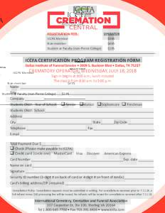 CREMATION CENTRAL REGISTRATION FEES:  OPERATOR