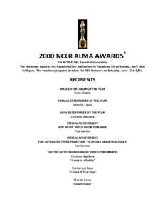 2000 NCLR ALMA AWARDS  ®