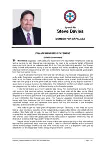 Hansard, 7 MarchSpeech By Steve Davies MEMBER FOR CAPALABA