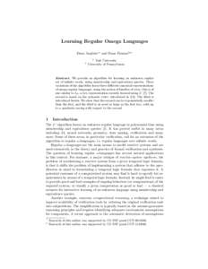 Learning Regular Omega Languages Dana Angluin1? and Dana Fisman2?? 1 2