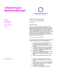 3 Week Project Marketing Manager  Name 3 Week Project - Marketing Manager