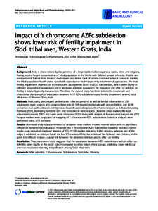 Impact of Y chromosome AZFc subdeletion shows lower risk of fertility impairment in Siddi tribal men, Western Ghats, India
