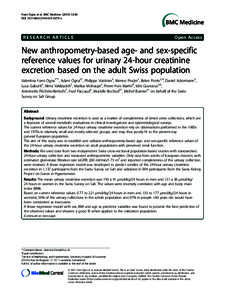 New anthropometry-based age- and sex-specific reference values for urinary 24-hour creatinine excretion based on the adult Swiss population