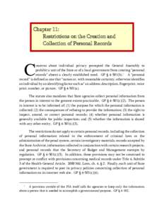 Chapter 11: Restrictions on the Creation and Collection of Personal Records C