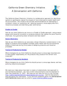 California Green Chemistry Initiative A Conversation with Califorina