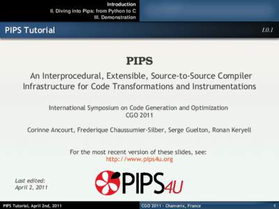 PIPS Par4All Tutorial  —  CGO 2011