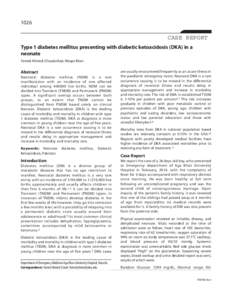 1026  CASE REPORT Type 1 diabetes mellitus presenting with diabetic ketoacidosis (DKA) in a neonate Fareed Ahmed, Ghazala Kazi, Waqas Khan