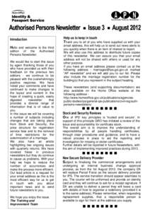 Authorised Persons Newsletter - issue 3