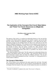 AMID Working Paper SeriesThe Implication of the Concept of the French State-Nation and 