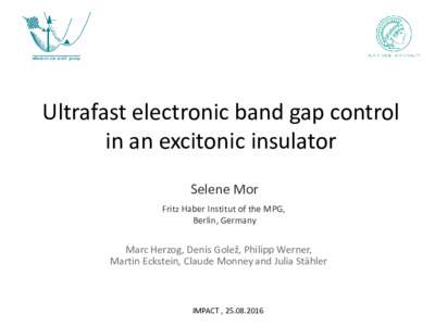Ultrafast electronic band gap control in an excitonic insulator Selene Mor Fritz Haber Institut of the MPG, Berlin, Germany