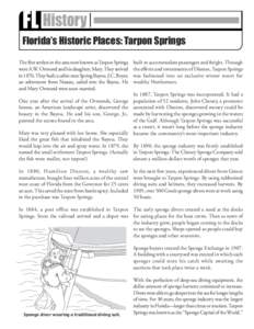 FL History  Early 1800s Florida’s Historic Places: Tarpon Springs The first settlers in the area now known as Tarpon Springs