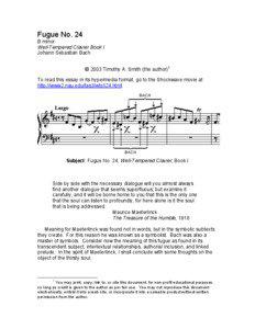 Fugue No. 24 B minor Well-Tempered Clavier Book I