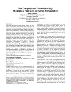 Human-based computation / Crowdsourcing / Theoretical computer science / Computing / Business / Collective intelligence / Workflow technology / Social information processing / Amazon Mechanical Turk / Microtask / Algorithm / Computation