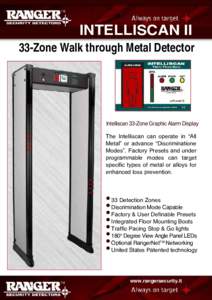 INTELLISCAN II 33-Zone Walk through Metal Detector Intelliscan 33-Zone Graphic Alarm Display The Intelliscan can operate in “All Metal” or advance “Discriminatione
