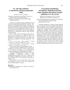 Goldschmidt Conference Abstracts[removed]Fe- and Mg-cordierite: A calorimetric and thermodynamic study E. DACHS1 AND C.A. GEIGER2